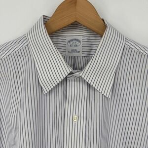 Brooks Brothers Mens 17 35 Slim Fit Blue Striped  Supima Cotton‎ Dress Shirt